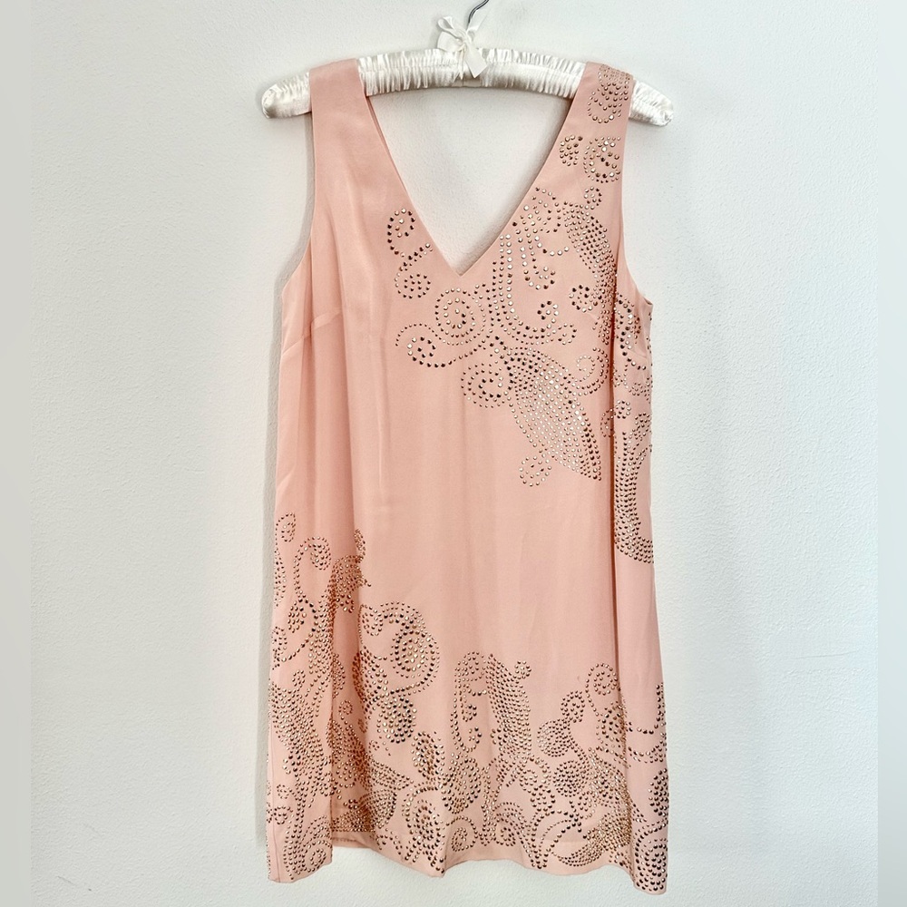 Trina Turk Pink Cream Embellished Mini Dress